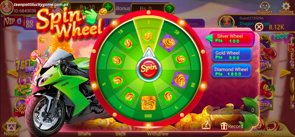 Teen Patti Lucky spin wheel daily reward