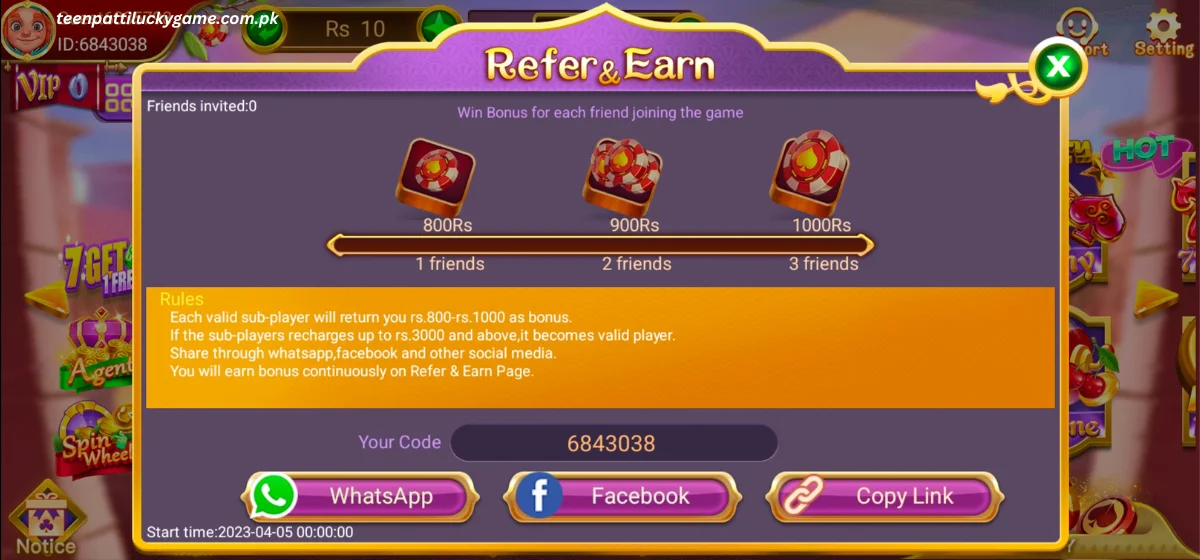 Teen Patti Lucky user bonus and welcome rewards